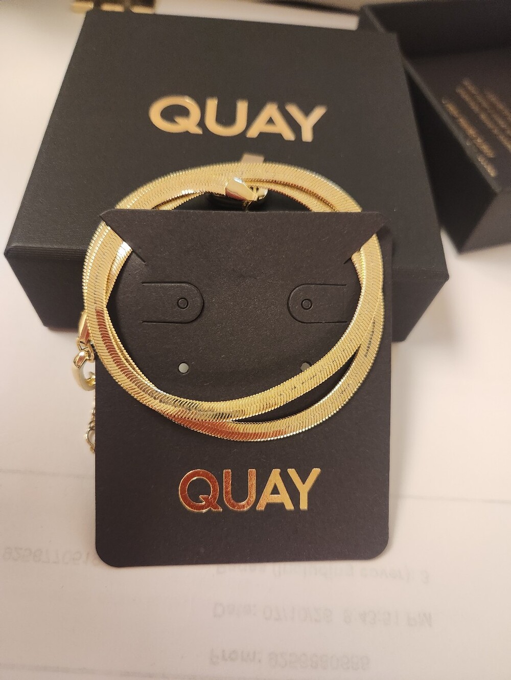 Quay Australia Gold Herringbone Drip Necklace 16 In W/ 2in Extender